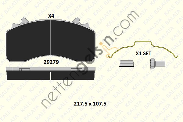 KALE B 29279 308 24 ON - ARKA FREN BALATASI MAN TGA-TGS-TGX YM WABCO NG22 KALIPER  MAN AĞIR VASITA FREN BALATASI