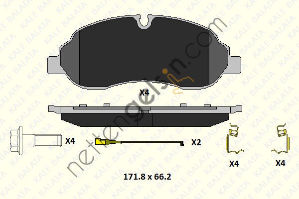 KALE B 22034 177 24 KD20 ON FREN BALATASI TRANSIT V363 14 /> ARKA CEKER CIFT TEKER  FORD BİNEK FREN BALATASI