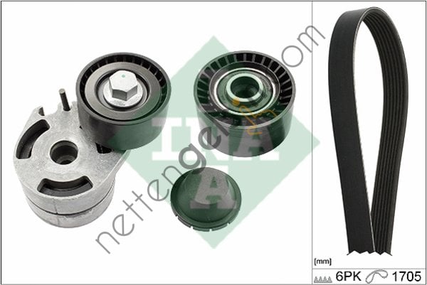 INA 529001210 ALTERNATOR V KAYISI KITI 206 1.4HDI PARTNER II 407 C3 C5 II XSARA II BERLINGO II 1.6HDI 100PS KLIMAL  PEUGEOT-CITROEN BİNEK V KAYIS GERGI SETI