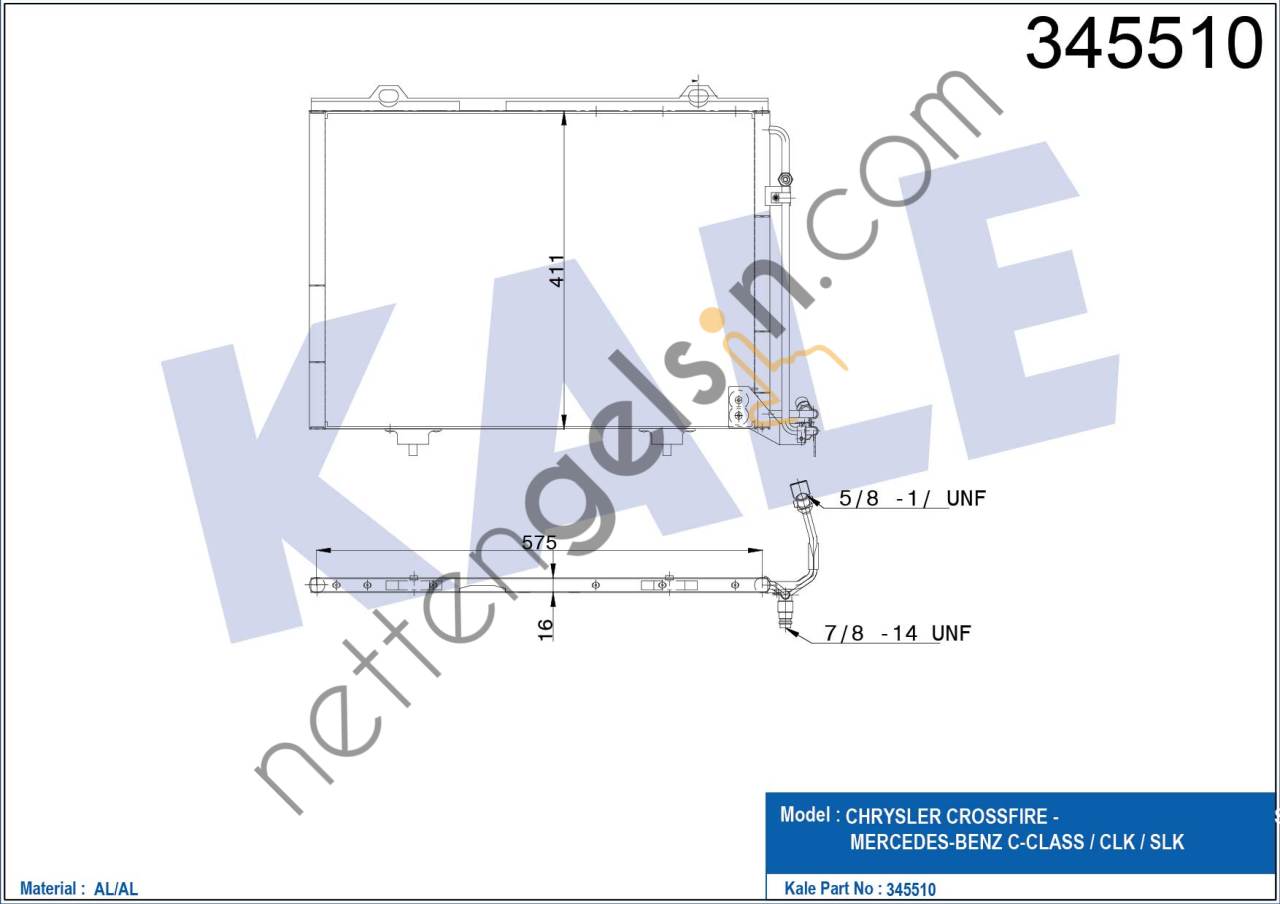 KALE 345510 !!!!! KLIMA KONDENSER CROSSFIRE - C-CLASS / CLK / SLK  MERCEDES BİNEK KLİMA RADYATÖRÜ