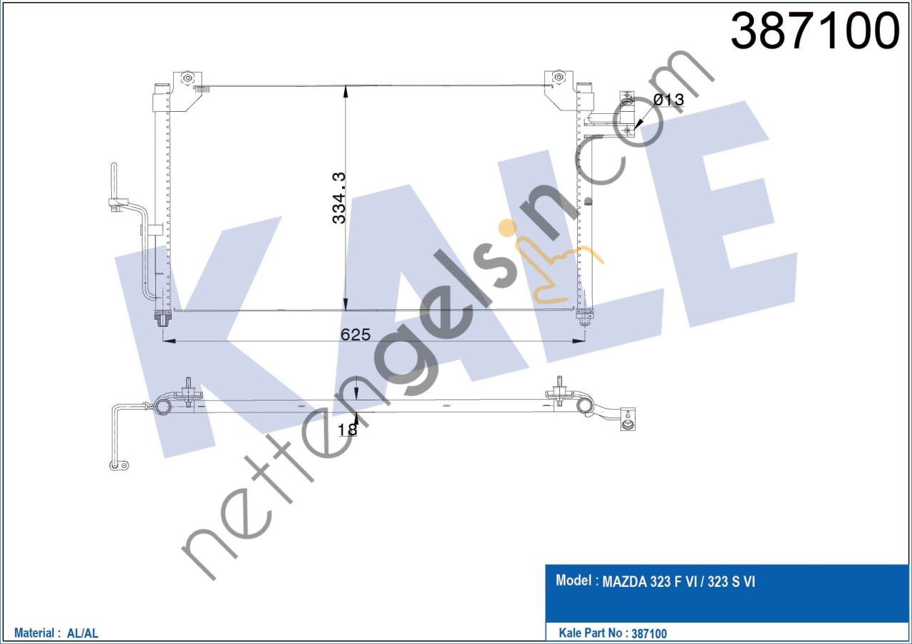 KALE 387100 KLIMA RADYATORU MAZDA 323 1998 2002  MAZDA BİNEK KLİMA RADYATÖRÜ