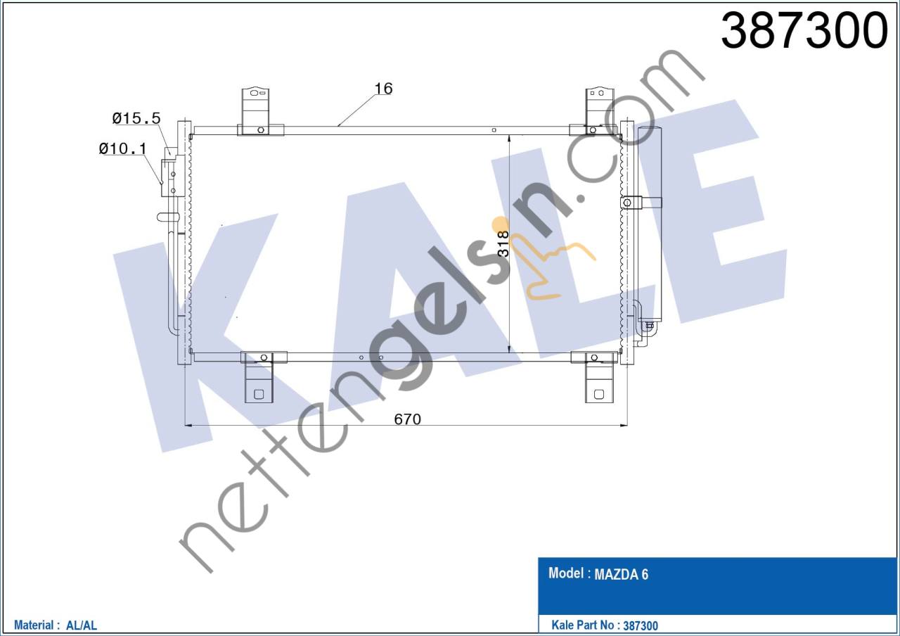 KALE 387300 KLIMA RADYATORU MAZDA 6 2008 2013  MAZDA BİNEK KLİMA RADYATÖRÜ