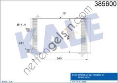 KALE 385600 KLIMA RADYATORU (KONDANSER) P307 C4 2.0HDI 8V / 16V 01>OLCU: (540×358×16)  PEUGEOT-CITROEN BİNEK KLİMA RADYATÖRÜ