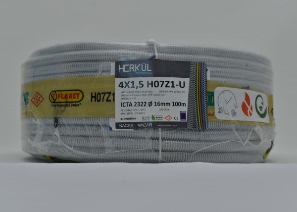 4X1.5 H07Z1-U + 16mm Ø ALEV YAYMAZ SPİRAL BORULU KABLO (100M)