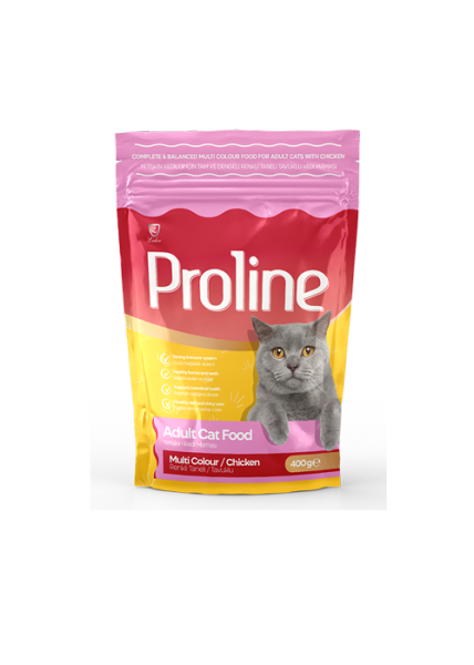 PROLİNE KEDİ MAM TAVUKLU-RENKLİ 400GR*12..(670)