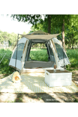 SHUFA Tam Otomatik Su Ve Rüzgar Geçirmez Gölgelikli Altıgen Aile Çadırı 280x240x155 Cm