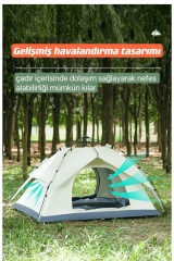 SHUFA Tam Otomatik Çift Katlı Çadır Iç Yüzey Metalize Kaplı 210t Su Geçirmez Kumaş Çadır