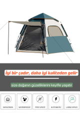SHUFA Tam Otomatik Su Ve Rüzgar Geçirmez Gölgelikli Altıgen Çadır Aile Çadırı 240x210x135 Cm