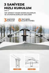 SHUFA 4 Tarafı Kare Tenteli Tam Otomatik Kamp Çadırı 240*240*155