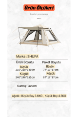 SHUFA Tenteli 4 Kişilik Kamp Çadırı 210*210*140cm