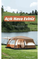 SHUFA BEJ Büyük Uzay Açık Kamp Çadırları 4-6 Kişi Çift Kat 1 Oda 1 Oturma Odası Kamp Çadırı 380*260*200 CM