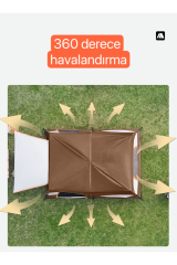 SHUFA BEJ Büyük Uzay Açık Kamp Çadırları 4-6 Kişi Çift Kat 1 Oda 1 Oturma Odası Kamp Çadırı 380*260*200 CM