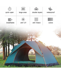 4-kişilik Otomatik Çift Katman Çift Kapılı Kamp Outdoor Plaj Piknik Çadırı 240x210x135 Cm