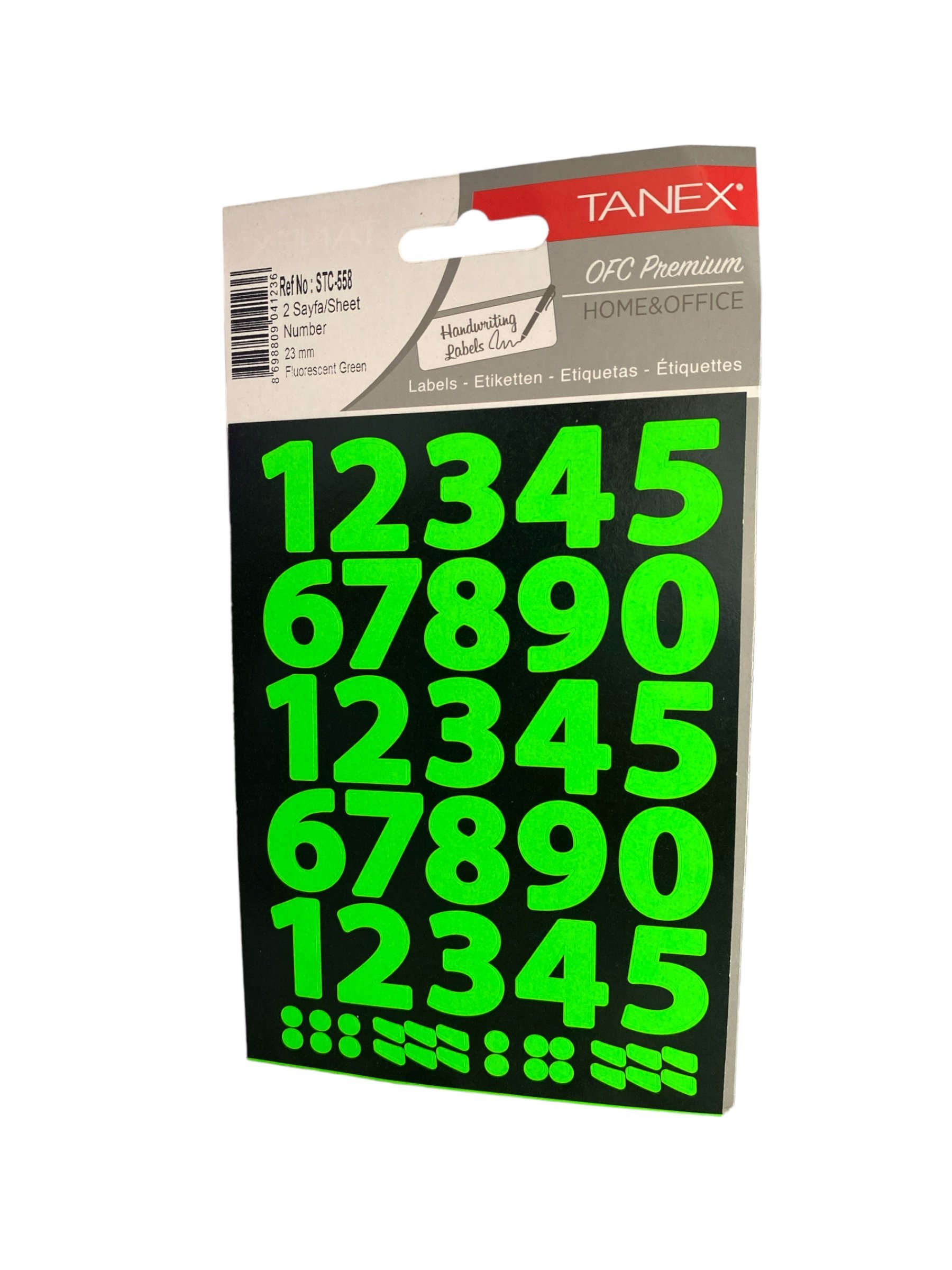 Tanex Stc-558 Rakam Etiket 23 Mm – Neon Yeşil (2 Syf)