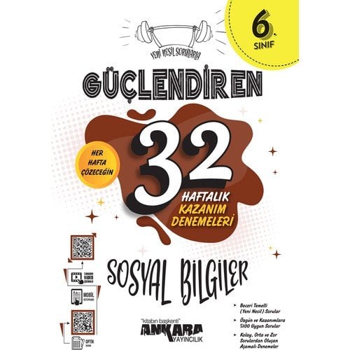 Ankara Yayıncılık 6.Sınıf Güçlendiren 32 Haftalık Sosyal Bilimler Kazanım Denemeleri