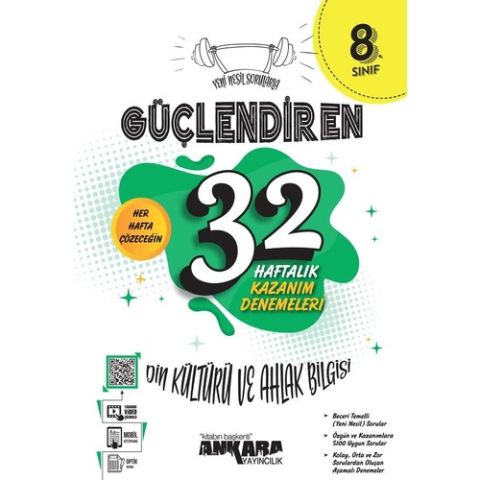 Ankara Yayıncılık 8.Sınıf Güçlendiren 32 Haftalık Din Kültr. Ve Ahlak Bilgisi Kazanım Denemeleri