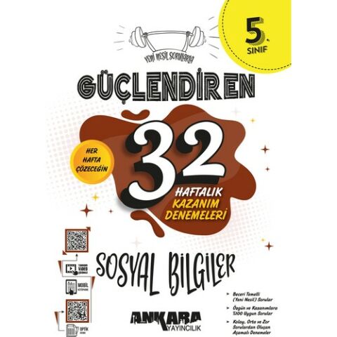 Ankara Yayıncılık 5.Sınıf Güçlendiren 32 Haftalık Sosyal Bilimler Kazanım Denemeleri