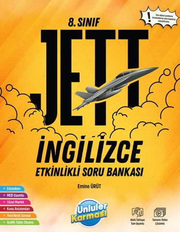 Ünlüler Yayınları 8.SINIF JETT ETKİNLİKLİ SORU BANKALARI İNGİLİZCE