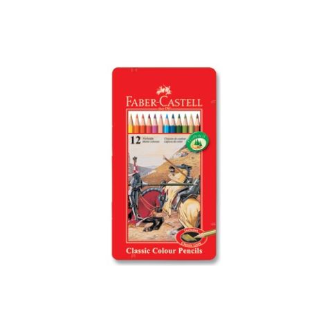 Faber-Castell Kuru Boya Red Line Metal Kutu Tam Boy 12 Renk