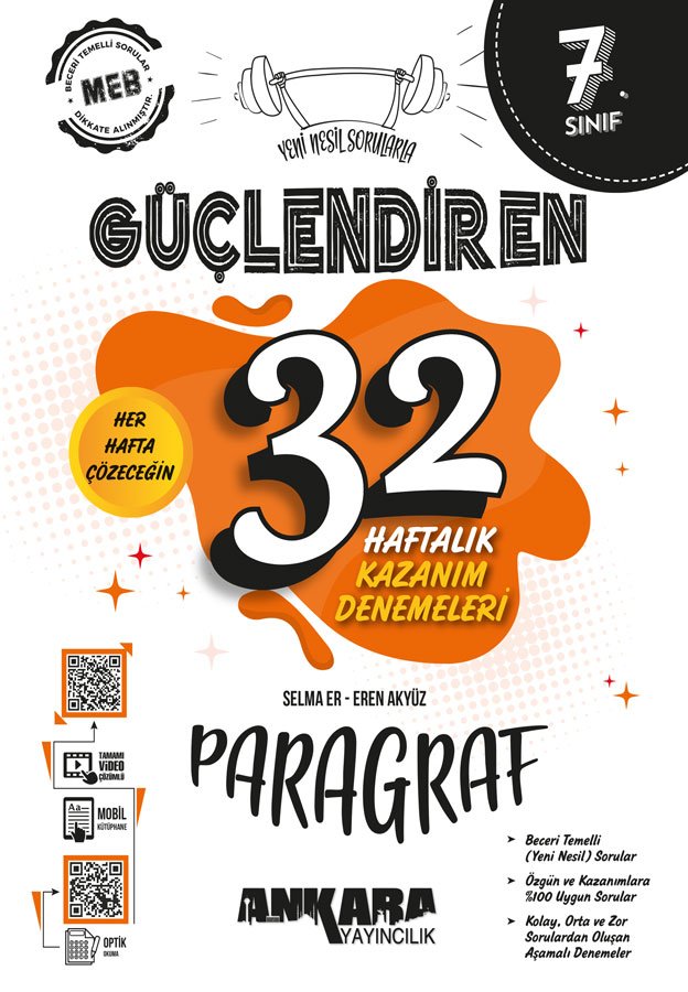 Ankara 7.Sınıf Güçlendiren 32 Haftalık Paragraf Kazanım Denemeleri