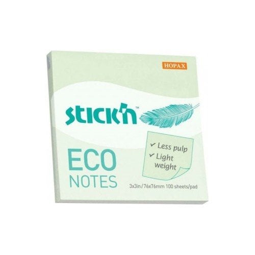 Stickn Eco Notes 76 mm X76 mm Yapışkanlı Not Kağıdı 100 syf. Pastel Yeşil