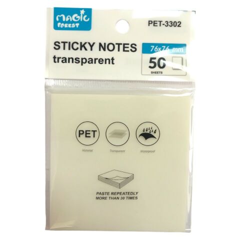 Maxx Sticky Notes Şeffaf Post-İt 76x76 - 50 Yaprak - Beyaz