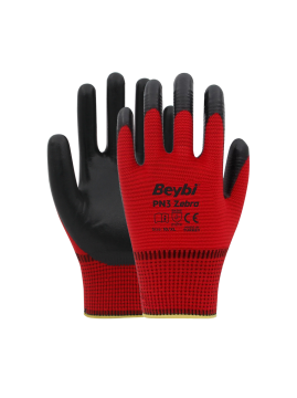 Beybi PN3 Zebra Polyester Örme Nitril Eldiven