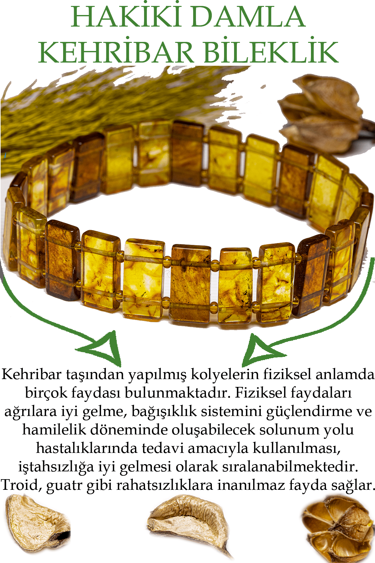 Üretici Sertifikalı İri Sarı Baltık Doğal Damla Kehribar Rolex Bileklik
