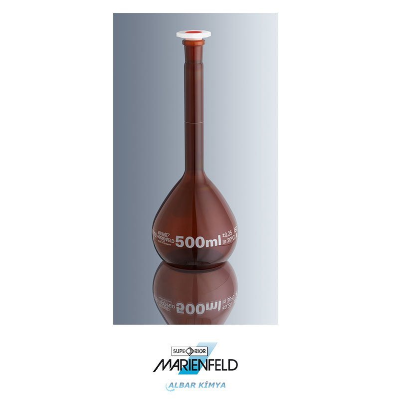 C233282 Balon Joje-Amber Renkli-Cam-A Sınıfı Sertifikalı-Şilifli-Kapaklı 500 mL - NS 19 / 26