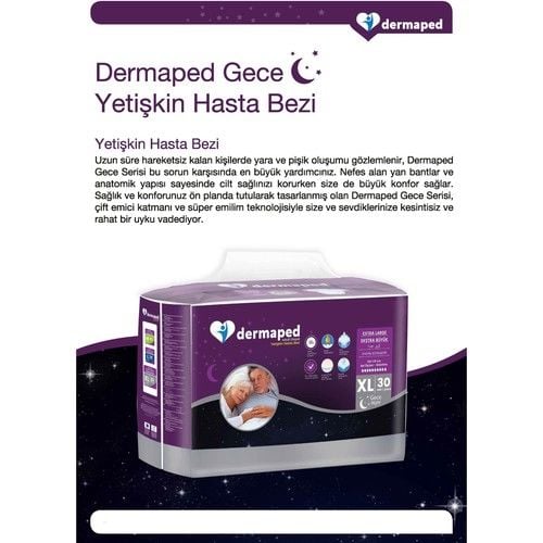 Dermaped Gece Large 100-150 cm 30'lu Bel Bantlı Yetişkin Hasta Bezi