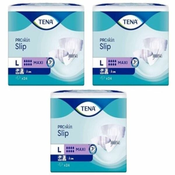 Tena Proskin Slip Maxi 8 damla Büyük Boy Large Belbantlı Hasta Bezi 24'lü 3 paket / 72 adet