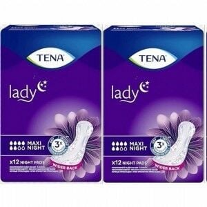 Tena Lady Maxi Night 6 damla Kadın Mesane Pedi 12'li 2 paket / 24 adet