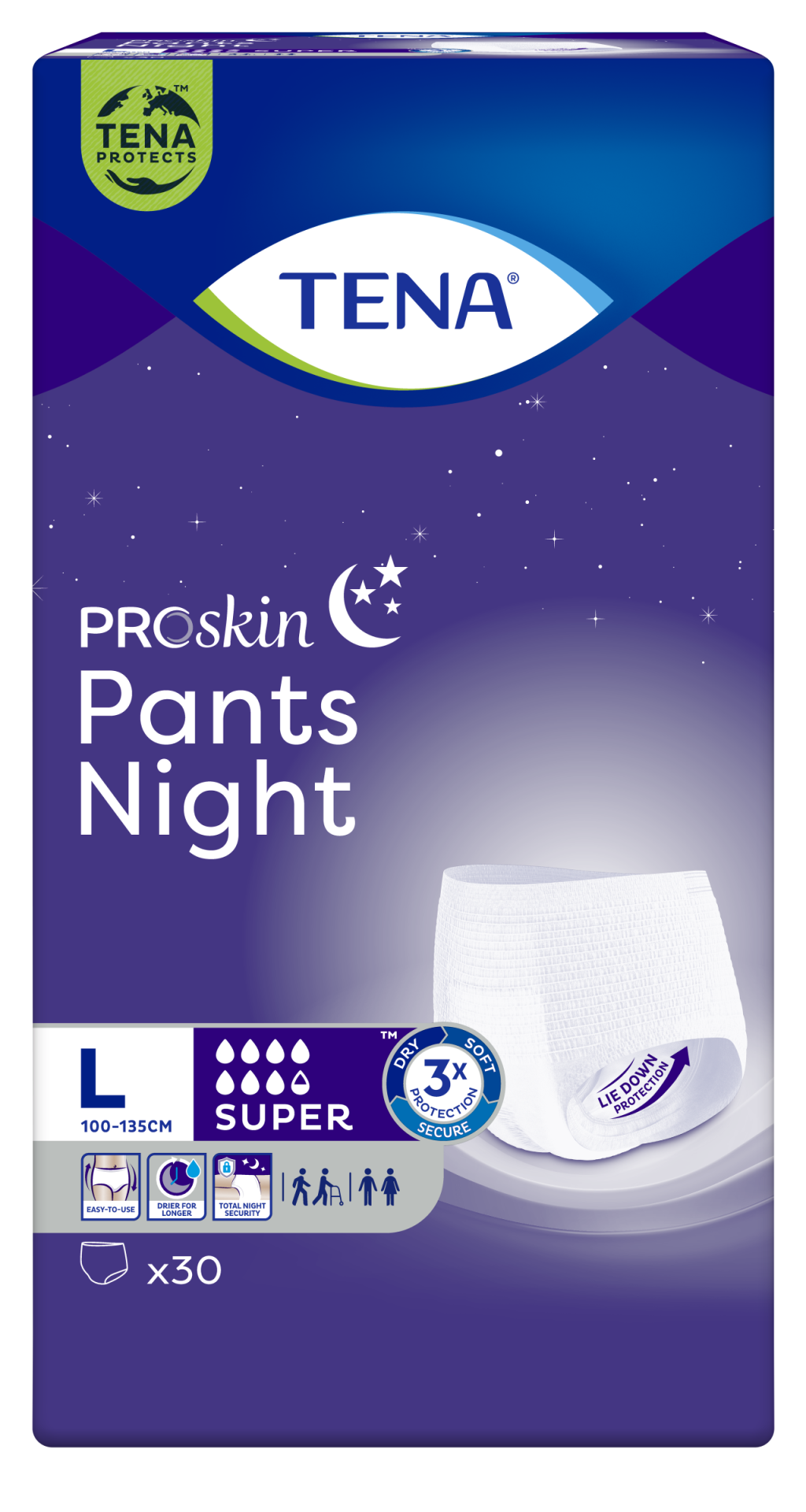 Tena ProSkin Pants Night Large Büyük Beden Gece için Süper Emici Külot 30 lu paket