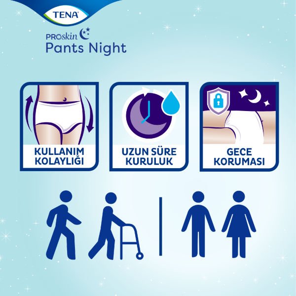 Tena ProSkin Pants Night Medium Orta Beden Gece için Süper Emici Külot 30 lu paket