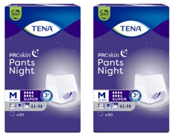 Tena ProSkin Pants Night Medium Orta Beden Gece için Süper Emici Külot 30 lu 2 paket / 60 adet