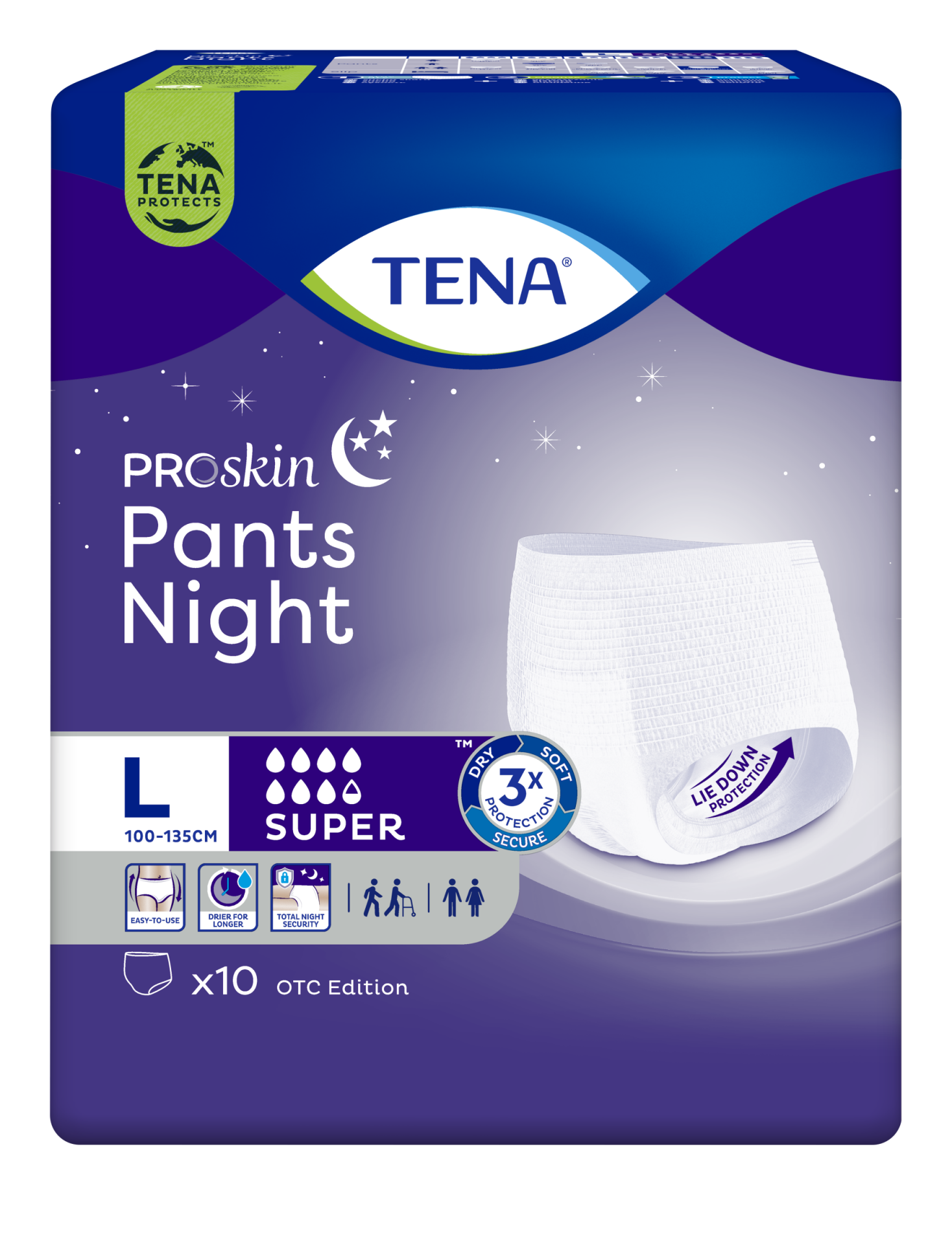 Tena ProSkin Pants Night Large Büyük Beden Gece için Süper Emici Külot 10 lu paket