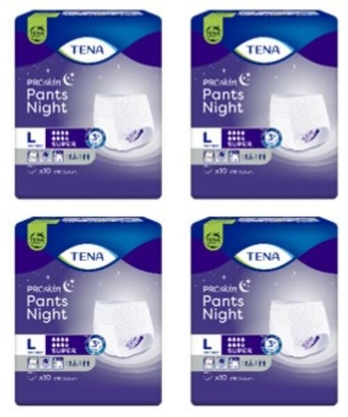Tena ProSkin Pants Night Large Büyük Beden Gece için Süper Emici Külot 10 lu 4 paket / 40 adet