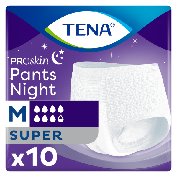 Tena ProSkin Pants Night Medium Orta Beden Gece için Süper Emici Külot 10 lu paket