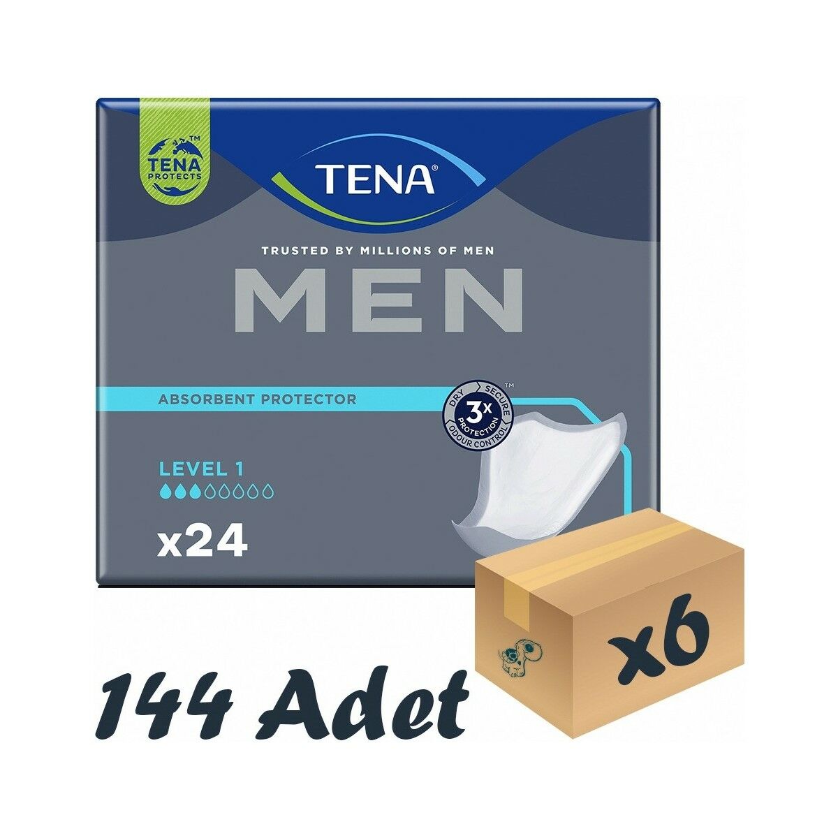 Tena Men Level 1 Erkek Mesane Pedi 24'li 6 paket / 144 adet