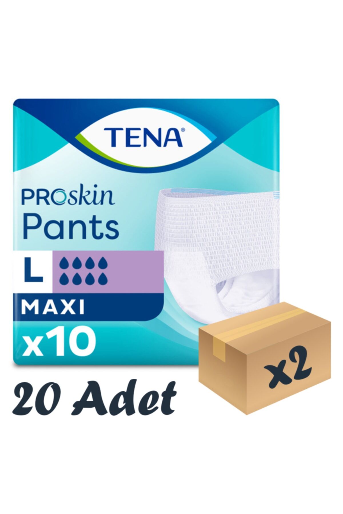 Tena Proskin Pants Maxi 8 damla Emici Külot Büyük Boy Large 10'lu 2 paket / 20 adet