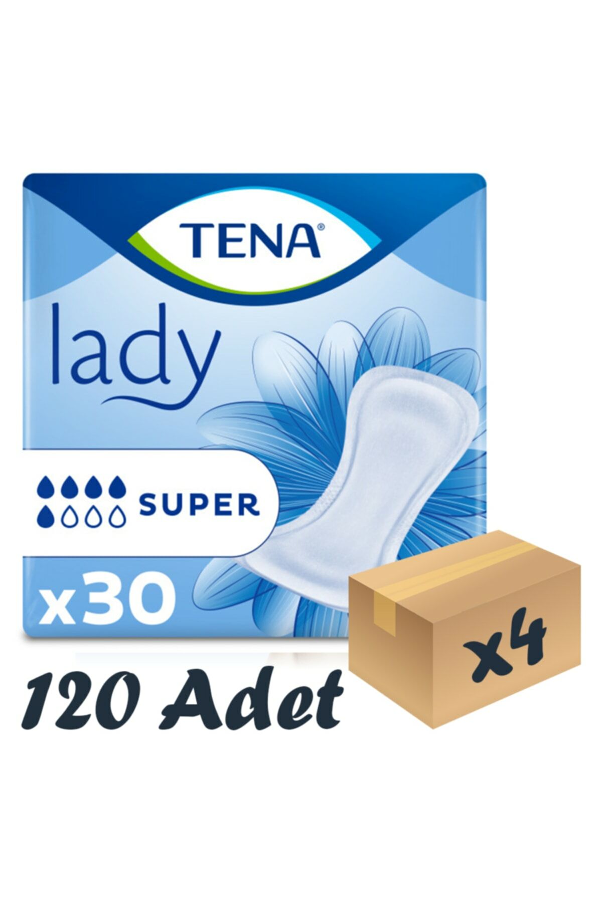 Tena Lady Süper 5 damla Kadın Mesane Pedi 30'lu 4 paket / 120 adet