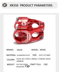 Enlee Alüminyum Kırmızı 31.8 35mm Kısa Gidon Boğazı