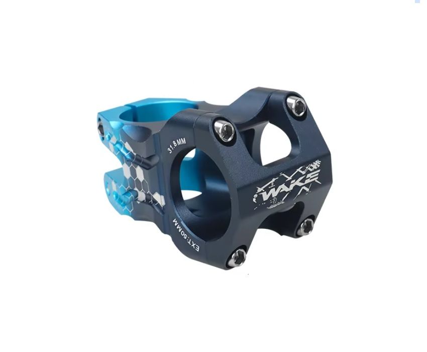 Wake Alüminyum Siyah / Mavi 31.8 50mm Kısa Gidon Boğazı
