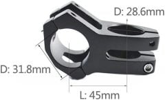 Wake Alüminyum Siyah 31.8 45mm Kısa Gidon Boğazı