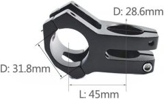 Wake Alüminyum Siyah 31.8 45mm Kısa Gidon Boğazı