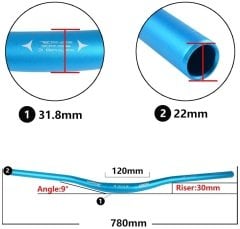 Wake Alüminyum Mavi 31.8 780mm Riser Mtb Gidon