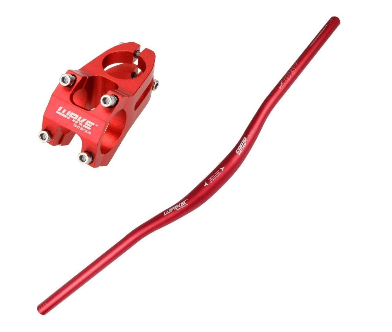 Wake Alüminyum Kırmızı 31.8 780mm Riser Mtb Gidonu + Gidon Boğazı Seti
