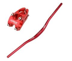 Wake Alüminyum Kırmızı 31.8 780mm Riser Mtb Gidonu + Gidon Boğazı Seti