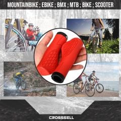 Crosssell Avuç İçi Destekli Ergonomik Scooter / Bisiklet Elcik Kırmızı