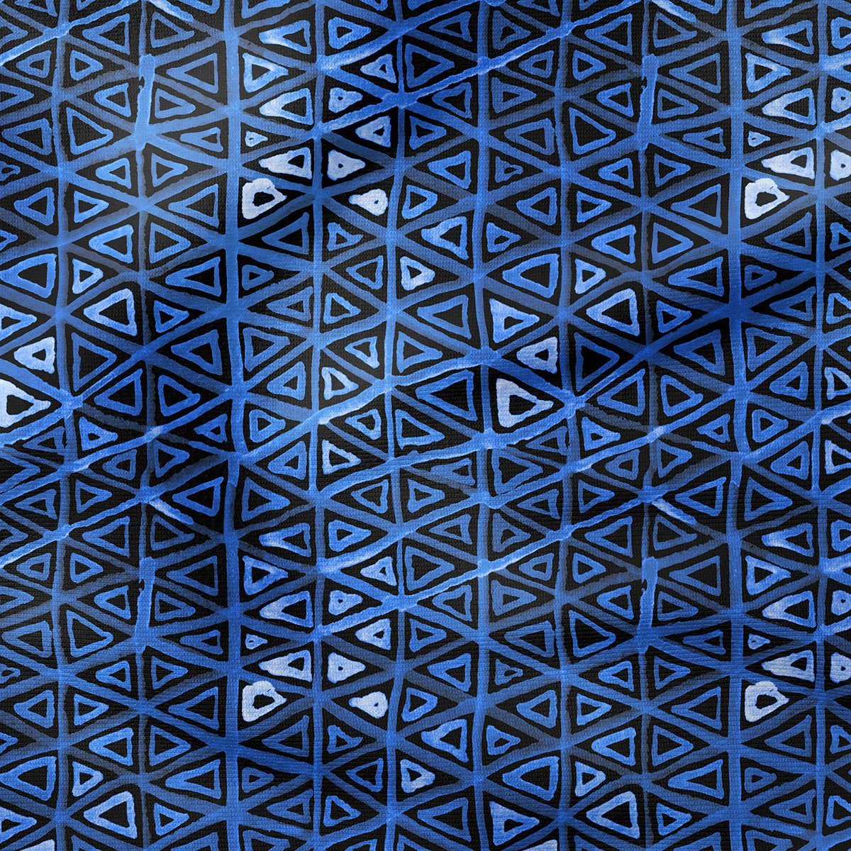 Mavi Etnik Geometrik Desenli Kumaş
